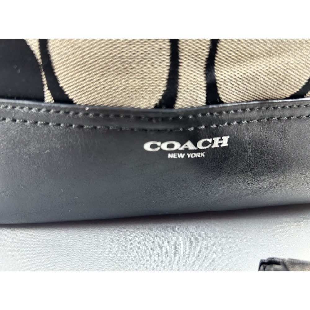 Coach Signature C Hobo Bag Black Khaki Canvas Leather Tassel - Picture 2 of 9
